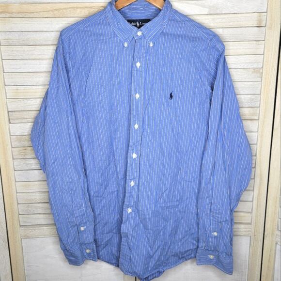 Ralph Lauren XL Button Down Long Sleeve Mens Blue Classic Fit Dress Shirt RL - Picture 1 of 8